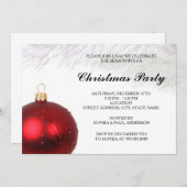 Uitnodiging voor Rode Kerstbal Kerstfeest (Voorkant / Achterkant)