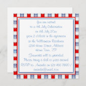 Uitnodiging voor rode, witte en blauwe patriottisc (Voorkant / Achterkant)