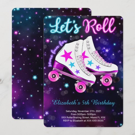 Uitnodiging voor roller-schaatsen (Voorkant / Achterkant)