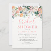 Uitnodiging voor romantische bruids douche met blo (Voorkant)