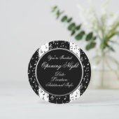 Uitnodiging voor ronde muziekstripes, zwart-wit (Staand voorkant)