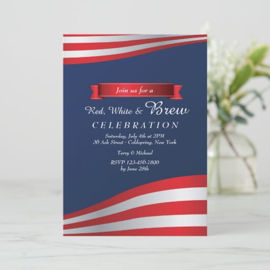 Uitnodiging voor rood, wit en Brew (Staand voorkant)
