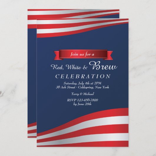 Uitnodiging voor rood, wit en Brew (Voorkant / Achterkant)