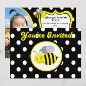 Uitnodiging voor roodbruin bijen - geel / zwart (Voorkant / Achterkant)