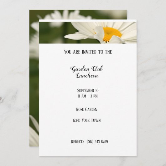 Uitnodiging voor Roos van Garden Luncheon (Voorkant / Achterkant)