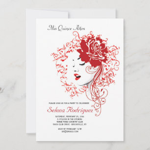 Uitnodiging voor Rose Red Quinceañera