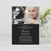 Uitnodiging voor rouwdienst met 2 foto's ter herde (Staand voorkant)