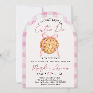 Uitnodiging voor roze babyshower 'Little Cutie Pie