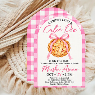 Uitnodiging voor roze babyshower 'Little Cutie Pie