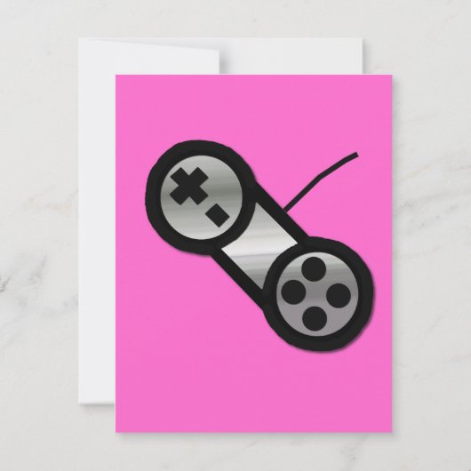 Uitnodiging voor roze videogame-partij (Achterkant)