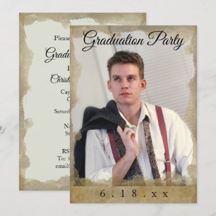 Uitnodiging voor Rustic Border Photo Graduparty