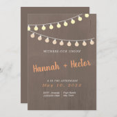 Uitnodiging voor Rustic Fairy Lights Wedding (Voorkant / Achterkant)