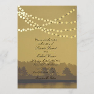 Uitnodiging voor Rustic Outdoor String Lights Wedd