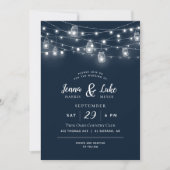 Uitnodiging voor Rustic String Lights Wedding (Voorkant)