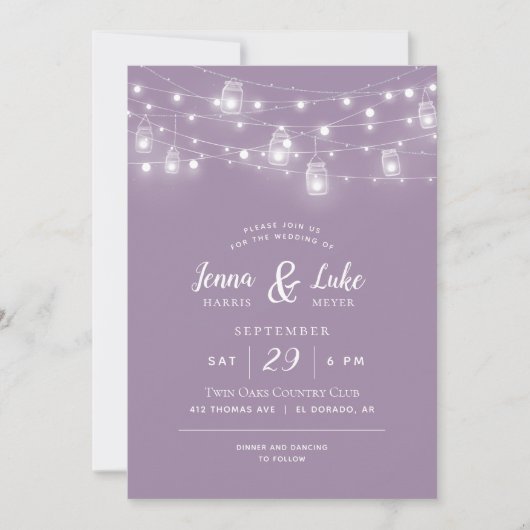 Uitnodiging voor Rustic String Lights Wedding (Voorkant)