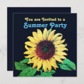 Uitnodiging voor Rustic Wedding Summer SUNFLOWER (Voorkant / Achterkant)