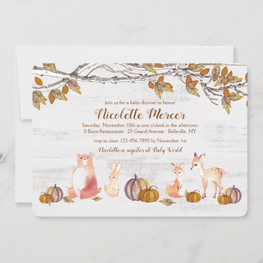 Uitnodiging voor Rustieke Bosdieren (Voorkant)