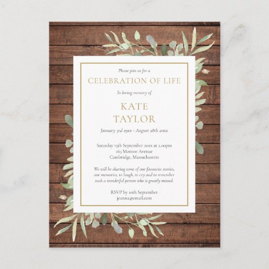 Uitnodiging voor Rustieke Groene Levendviering (Voorkant)