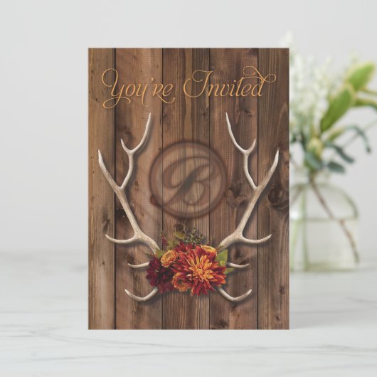 Uitnodiging voor rustige, antler bruiloft (Staand voorkant)