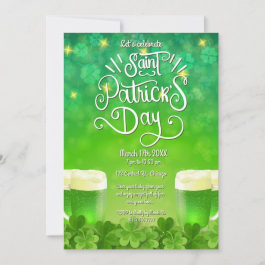 Uitnodiging voor Saint Patrick's Day groene bierfe (Voorkant)
