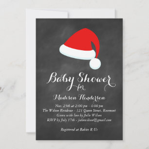 Uitnodiging voor Santa Baby shower - krijkbord