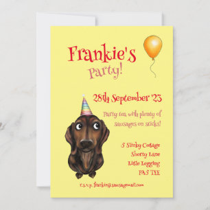 Uitnodiging voor Sausage Dog Feestje