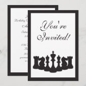 Uitnodiging voor schaakverjaardagsfeestje (Voorkant / Achterkant)