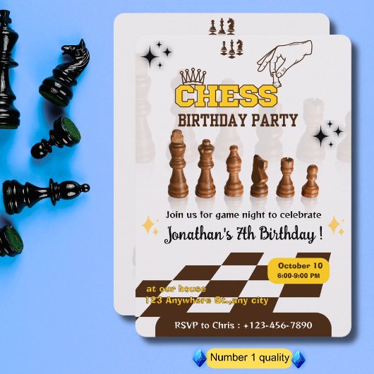 Uitnodiging voor schaakverjaardagsfeestje voor sch