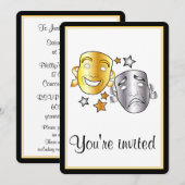 Uitnodiging voor schoolspelen met dramaskers (Voorkant / Achterkant)