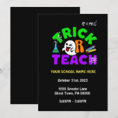 Uitnodiging voor schoolspook 'Trick or Teach' (Voorkant / Achterkant)