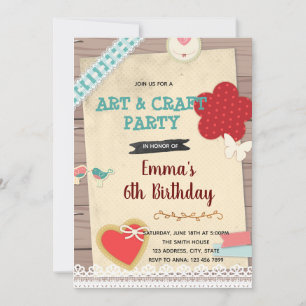 Uitnodiging voor scrapbook- en kunstfeestthema
