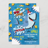 uitnodiging voor Shark Baby Birthday Party (Voorkant / Achterkant)