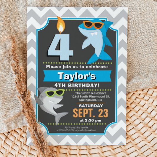 Uitnodiging voor Shark Birthday