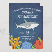 Uitnodiging voor Shark Birthday (Voorkant / Achterkant)
