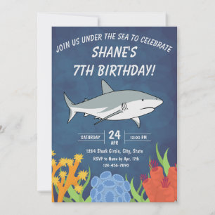 Uitnodiging voor Shark Birthday