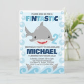 Uitnodiging voor Shark Birthday Party (Staand voorkant)