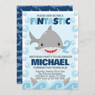 Uitnodiging voor Shark Birthday Party