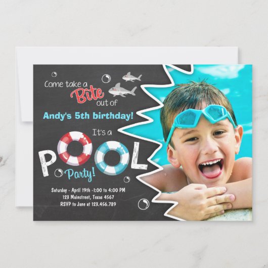 Uitnodiging voor Shark Pool-partij (Voorkant)