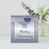 Uitnodiging voor Silver Blue Wedding Jubileum (Staand voorkant)