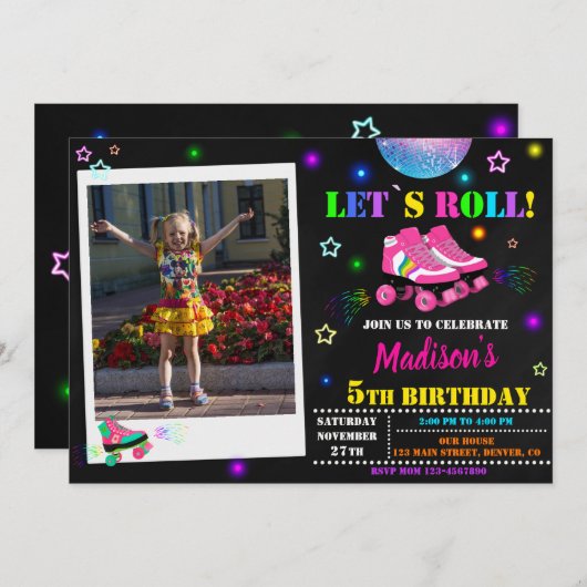 Uitnodiging voor Skateverjaardagsuitnodiging Uitno (Voorkant / Achterkant)