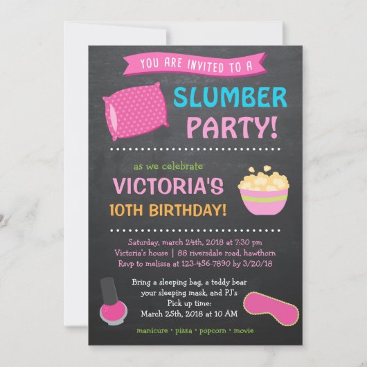 Uitnodiging voor Slumber Party / Uitnodiging voor (Voorkant)