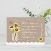 Uitnodiging voor soennitische zonnebloemen Bridal (Staand voorkant)