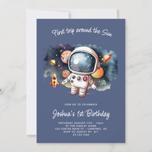 Uitnodiging voor Space Astronaut Rocketship Birthd (Voorkant)
