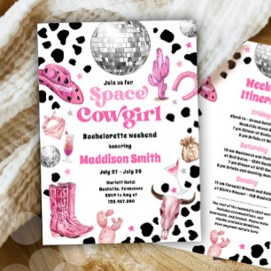 Uitnodiging voor Space Cowgirl Disco Rodeo Bachelo