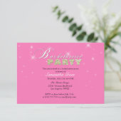 Uitnodiging voor sparkly Glitter Pink Bachelorette (Staand voorkant)