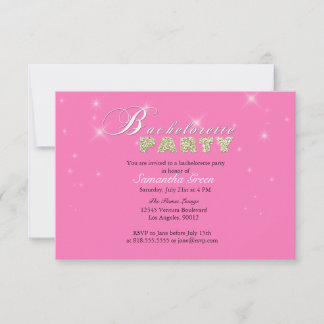 Uitnodiging voor sparkly Glitter Pink Bachelorette