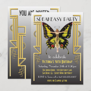 Uitnodiging voor Speakeasy Flapper Great Gatsby-fe