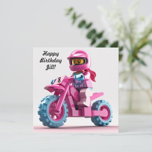 Uitnodiging voor speciale meisjesmotocross (Staand voorkant)