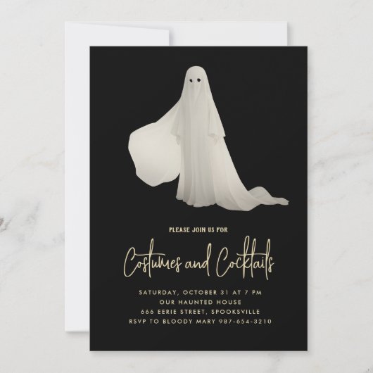 Uitnodiging voor spook Halloween-cocktailparty (Voorkant)