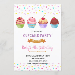 Uitnodiging voor sprookjes cupcakes feestje